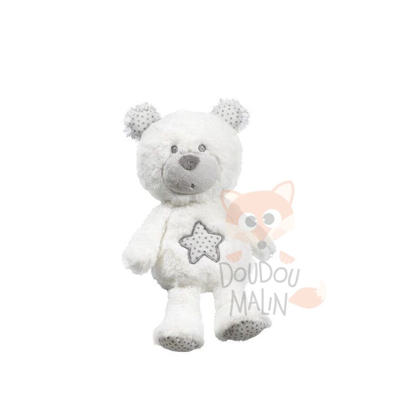  - céleste lours - peluche blanc gris étoile 25 cm 